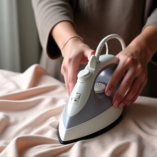 完成した着物に丁寧にアイロンをかける